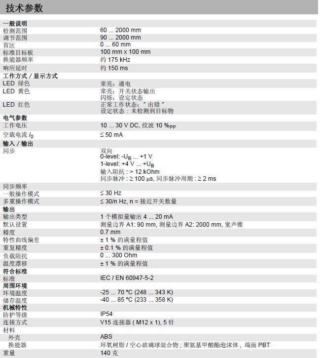 倍加福超聲波技術(shù)參數(shù) 倍加福超聲波技術(shù)參數(shù)